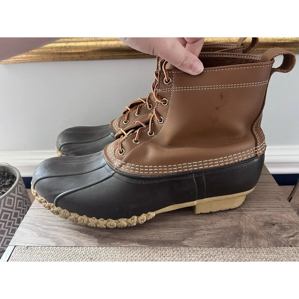 L.L. Bean Bean Boots Mens Size 14 Wide Brown Leather Waterproof Duck Rain M1
